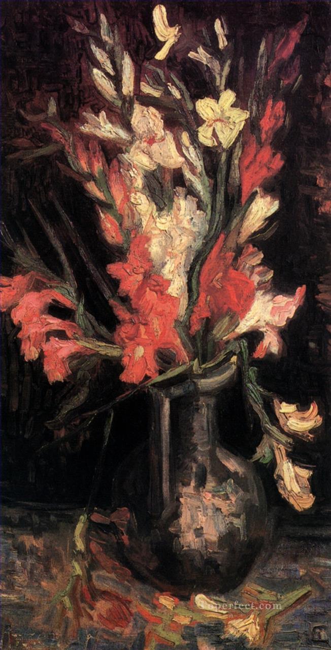 Vase with Red Gladioli 2 Vincent van Gogh Oil Paintings